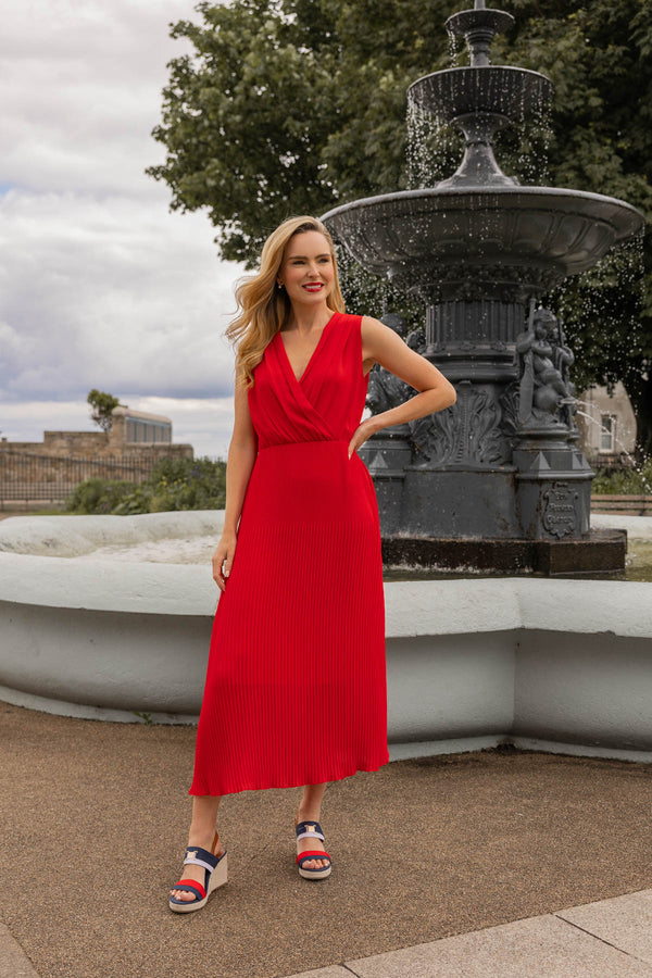 Sleeveless Red Hannah Midi Dress