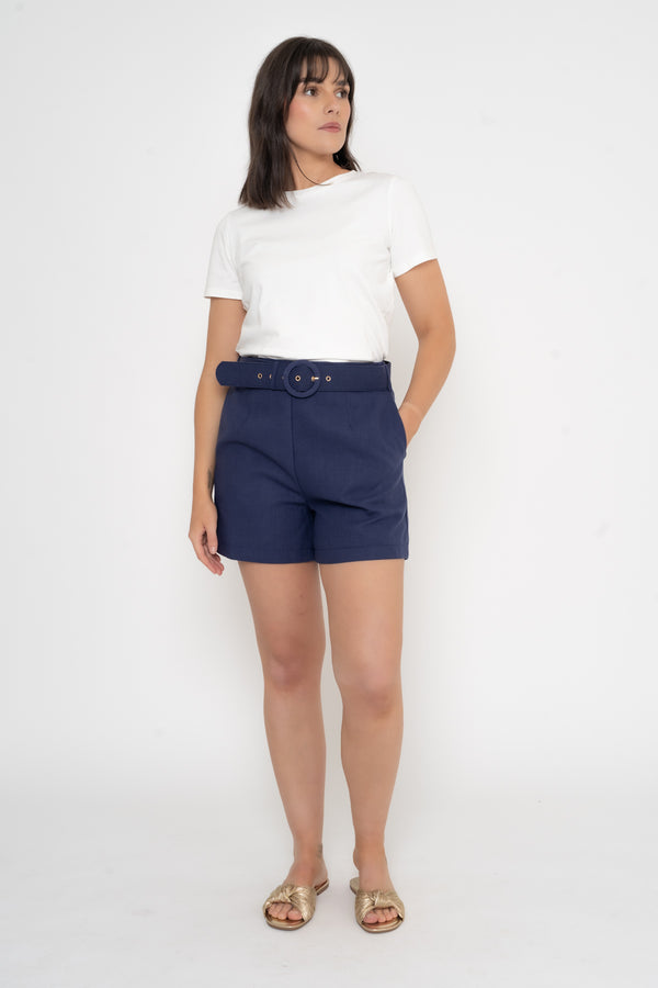 Navy Belted Short