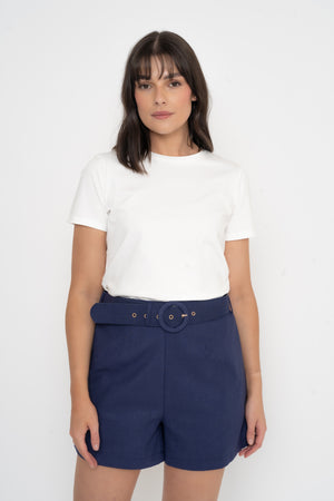 Navy Belted Short