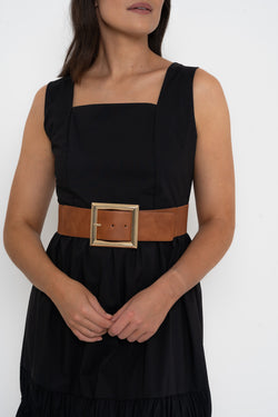 Brown Waist Belt With Gold Clasp
