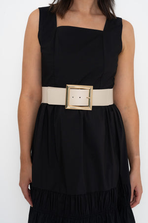 Beige Waist Belt With Gold Clasp