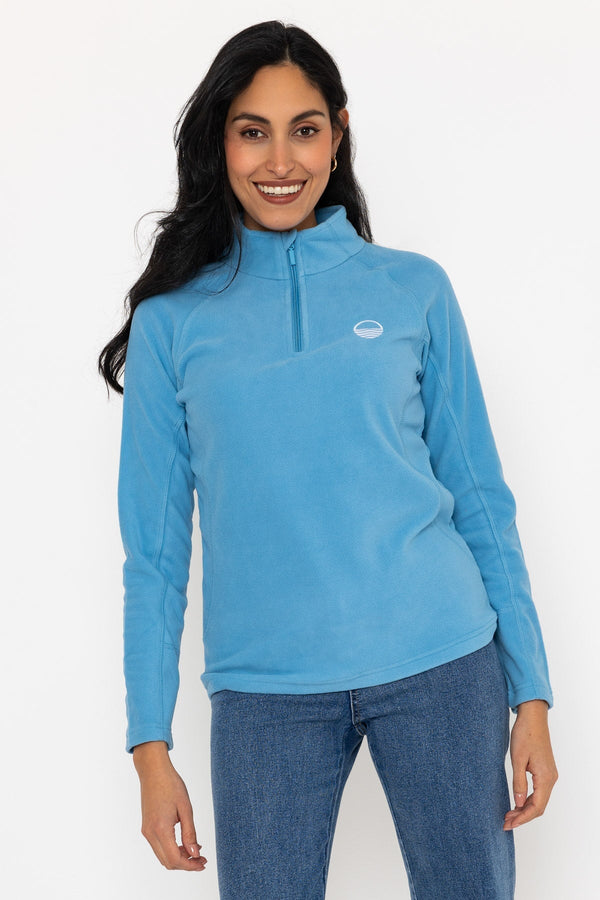 Carraig Donn 1/2 Zip Recycled Plain Polar Fleece in Blue