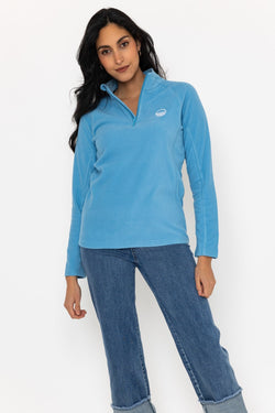 Carraig Donn 1/2 Zip Recycled Plain Polar Fleece in Blue