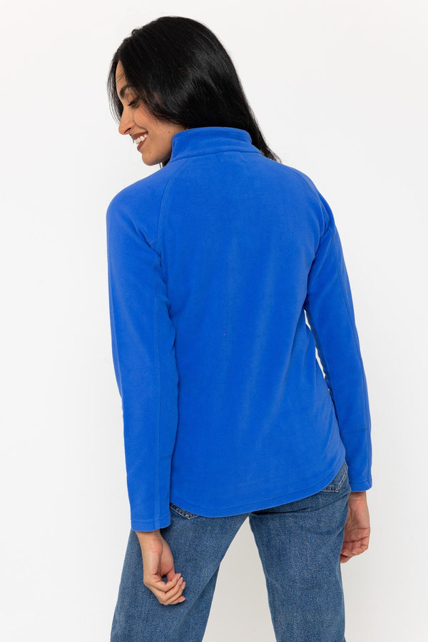 Carraig Donn 1/2 Zip Recycled Plain Polar Fleece in Cobalt Blue