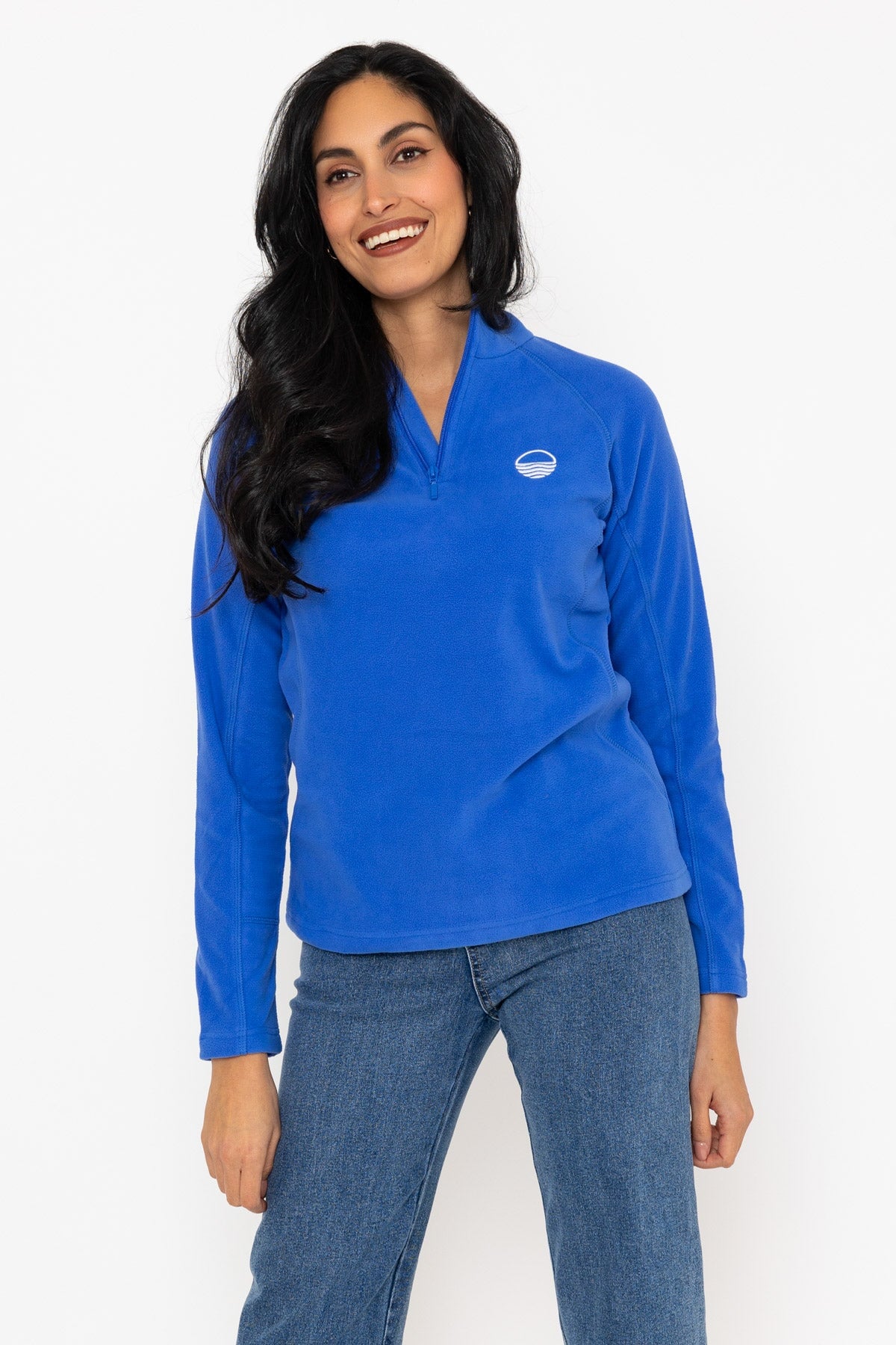 1/2 Zip Recycled Polar Fleece in Cobalt Blue