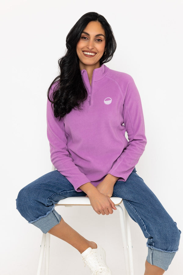 Carraig Donn 1/2 Zip Recycled Plain Polar Fleece in Mauve Purple