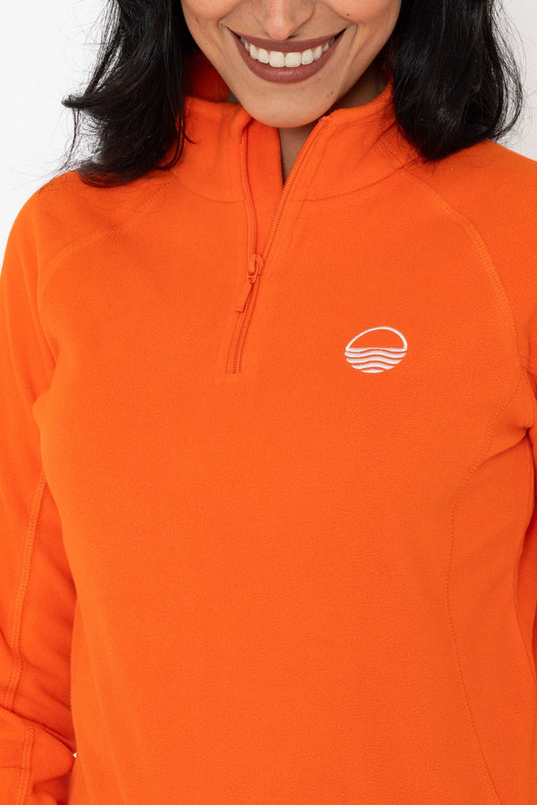 Carraig Donn 1/2 Zip Recycled Plain Polar Fleece in Orange