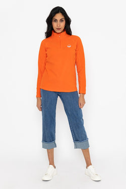 Carraig Donn 1/2 Zip Recycled Plain Polar Fleece in Orange