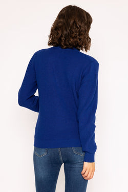 Carraig Donn 1/4 Zip Placket Contrast Knit Sweater in Cobalt Blue