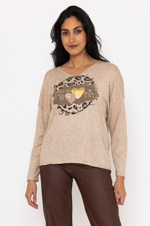 Leopard Print Slogan Knit Jumper