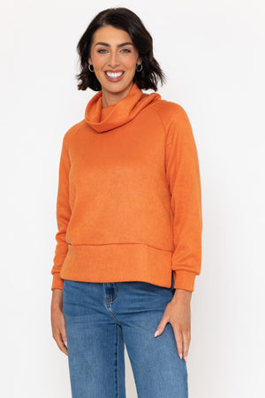 Orange Cowl Neck Knit Jumper