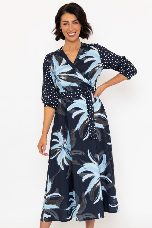 Carraig Donn 3/4 Sleeve Jacqueline Midi Dress in Navy