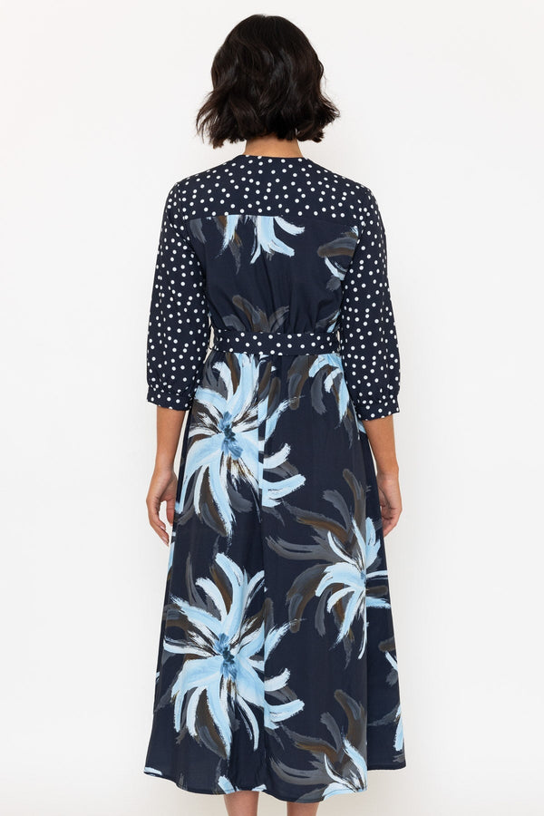 Carraig Donn 3/4 Sleeve Jacqueline Midi Dress in Navy