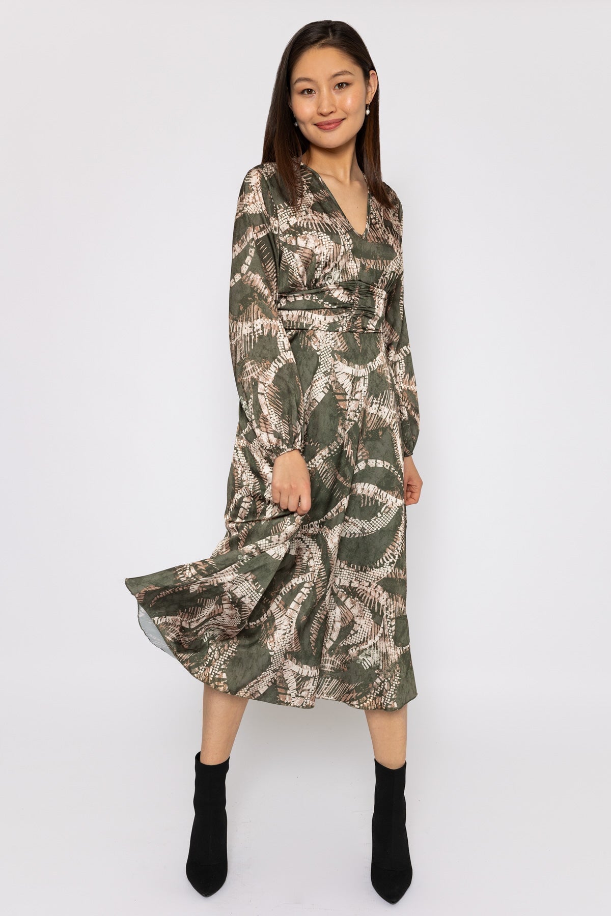 Khaki print outlet dress