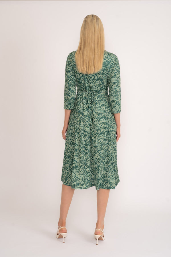 Carraig Donn Angelina Midi Dress in Green Print