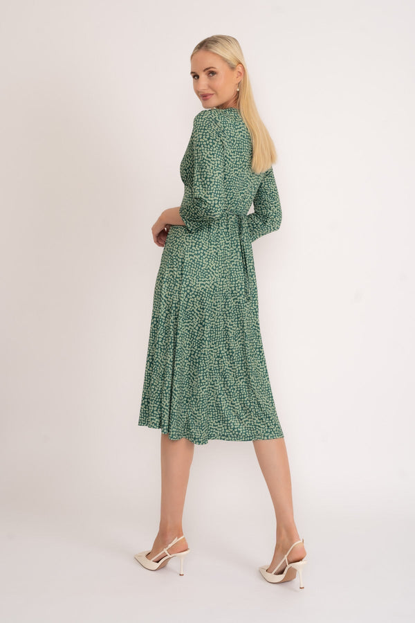 Carraig Donn Angelina Midi Dress in Green Print