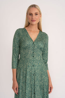 Carraig Donn Angelina Midi Dress in Green Print