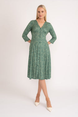 Carraig Donn Angelina Midi Dress in Green Print