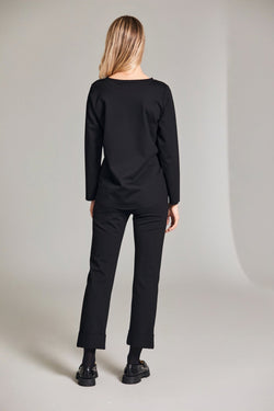 Carraig Donn Appliquee Long Sleeve Black Top