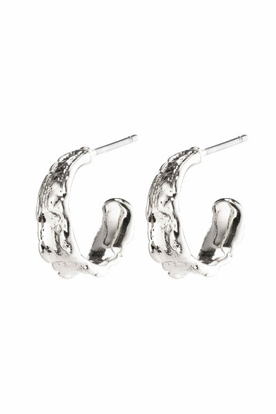 Carraig Donn Bathilda Organic Shaped Silver Hoop Earrings