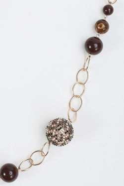 Carraig Donn Bead & Chain Long Necklace in Burgundy