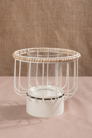 Cream Beaded Lantern