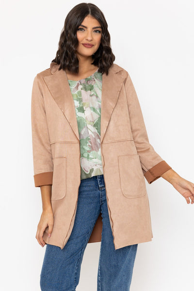 Carraig Donn Beige 3/4 Length Sleeve Suede Jacket