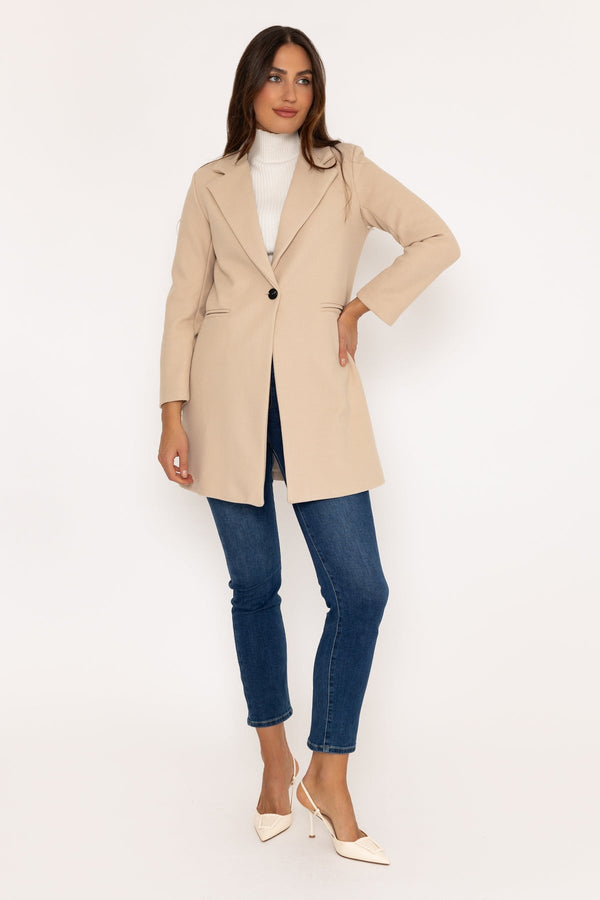 Carraig Donn Beige One Button Coat