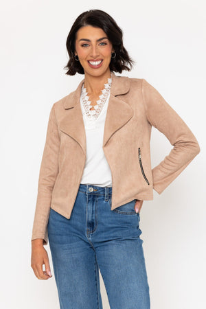 Beige Suede Cover Up Jacket