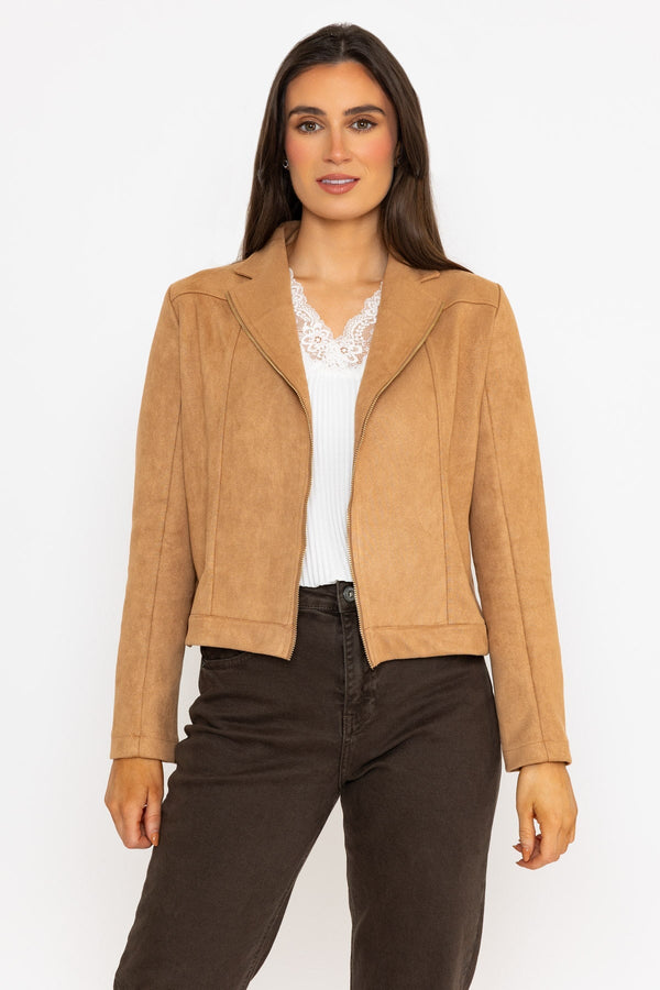 Carraig Donn Beige Suedette Zip Jacket