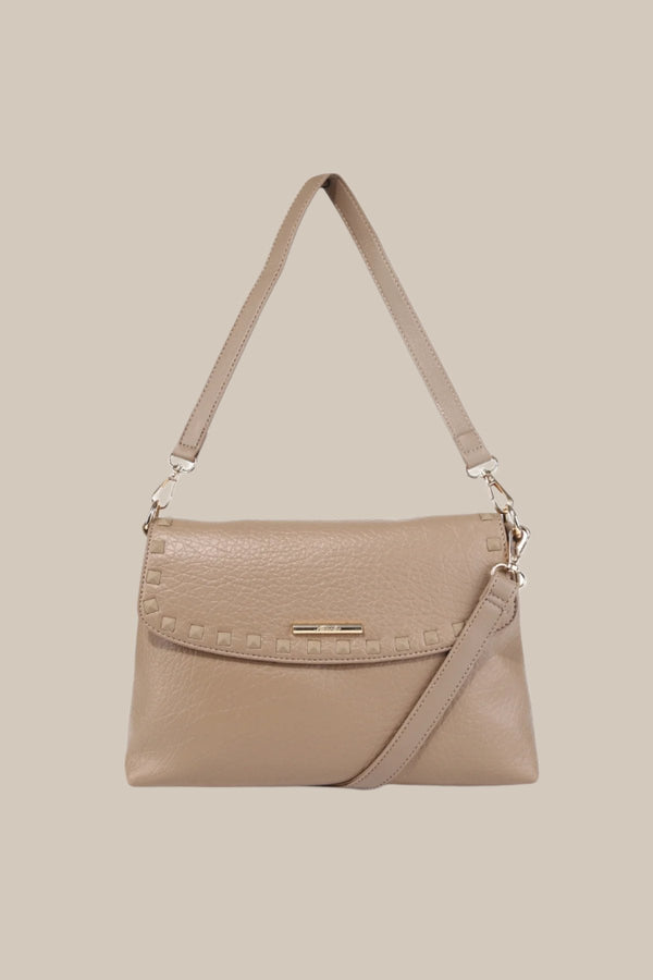 Carraig Donn Beige Wren Flap Over Crossbody Bag