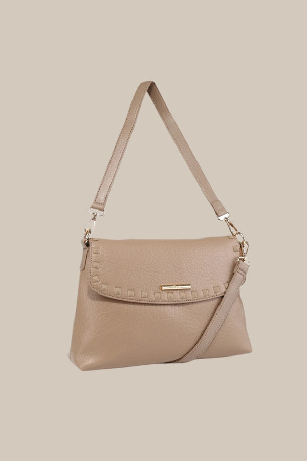 Carraig Donn Beige Wren Flap Over Crossbody Bag