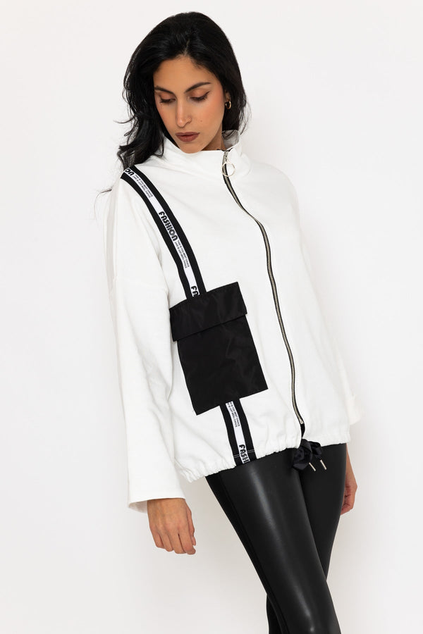 Carraig Donn Black and White Zip up Jacket with Pocket