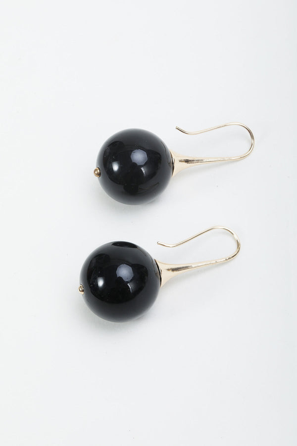 Carraig Donn Black Bead Fish Hook Earrings