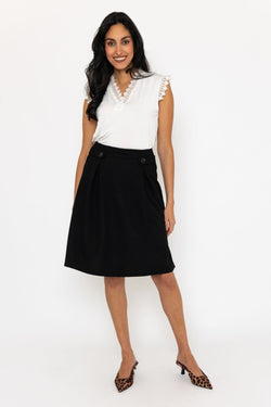 Carraig Donn Black Boucle Knee Length Skirt