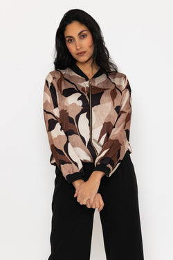 Carraig Donn Black & Brown Printed Printed Bomber Jacket