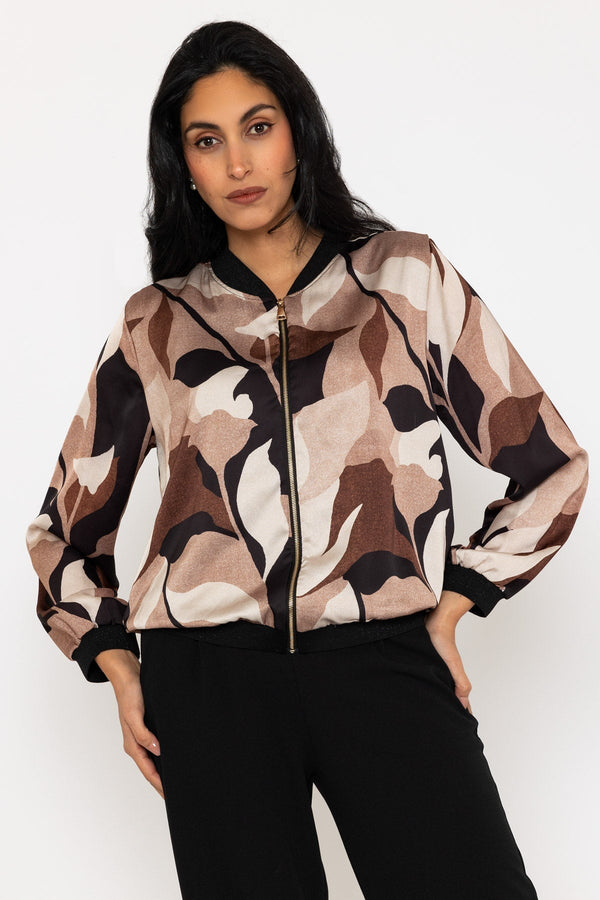 Carraig Donn Black & Brown Printed Printed Bomber Jacket