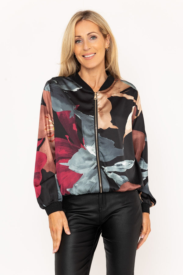 Carraig Donn Black & Burgundy Printed Bomber Jacket