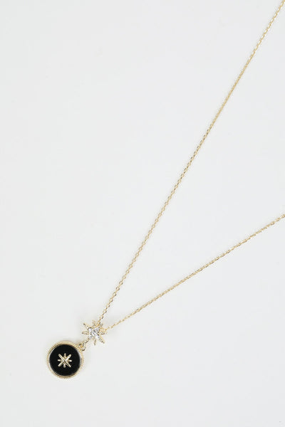 Carraig Donn Black Eight Pointed Star Pendant Necklace