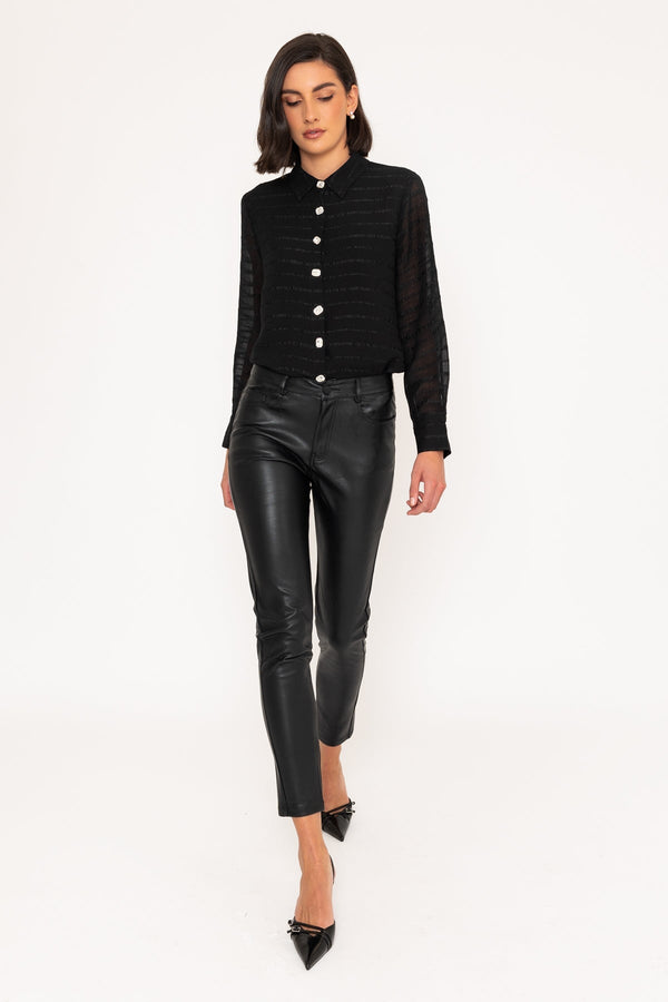 Carraig Donn Black Faux Leather Trousers