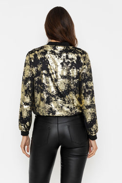 Carraig Donn Black & Gold Metallic Bomber Jacket