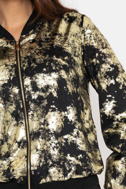 Carraig Donn Black & Gold Metallic Bomber Jacket