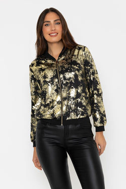 Carraig Donn Black & Gold Metallic Bomber Jacket