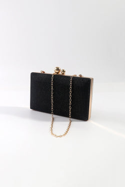 Carraig Donn Black Lurex Hard Shell Clutch