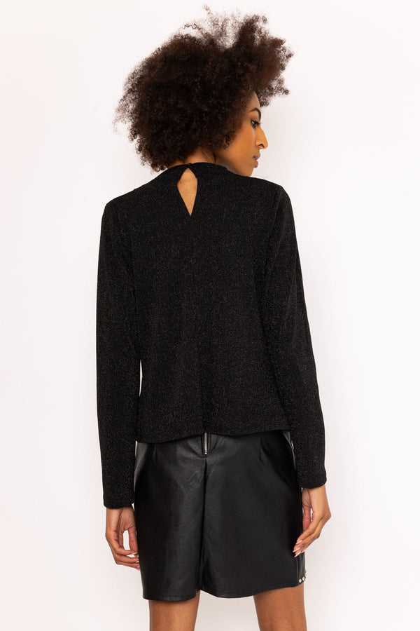 Carraig Donn Black Lurex Long Sleeve Top