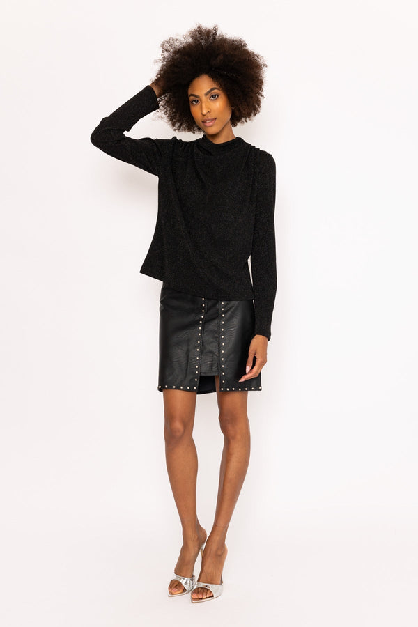 Carraig Donn Black Lurex Long Sleeve Top