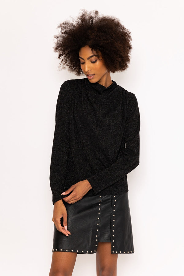 Carraig Donn Black Lurex Long Sleeve Top