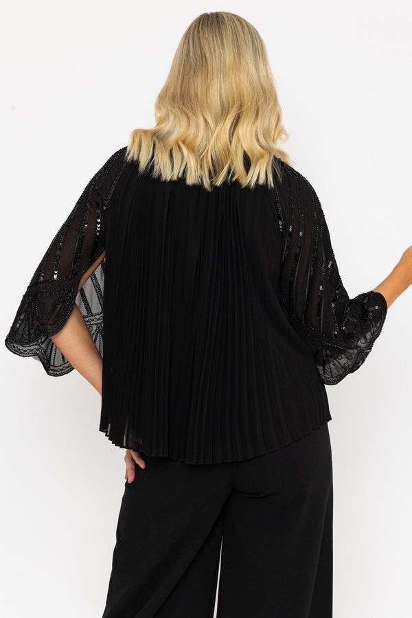 Carraig Donn Black Pleated Beaded Top