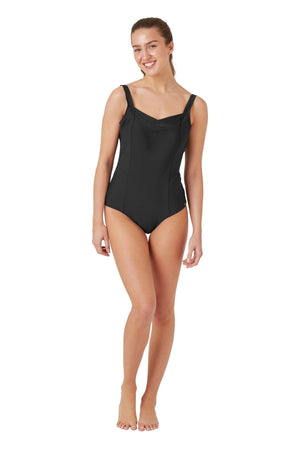 Black Pleated Swimsuit