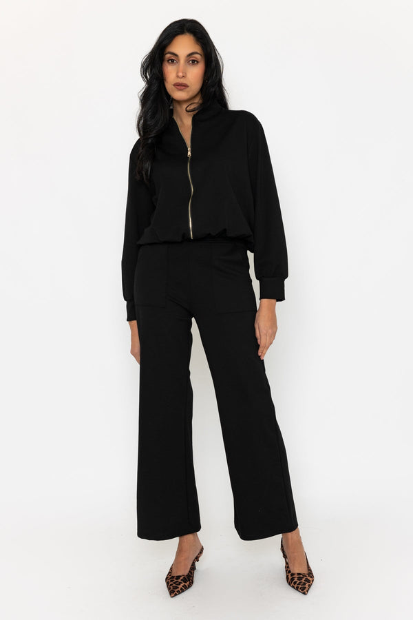 Carraig Donn Black Ponte Wide Leg Trousers